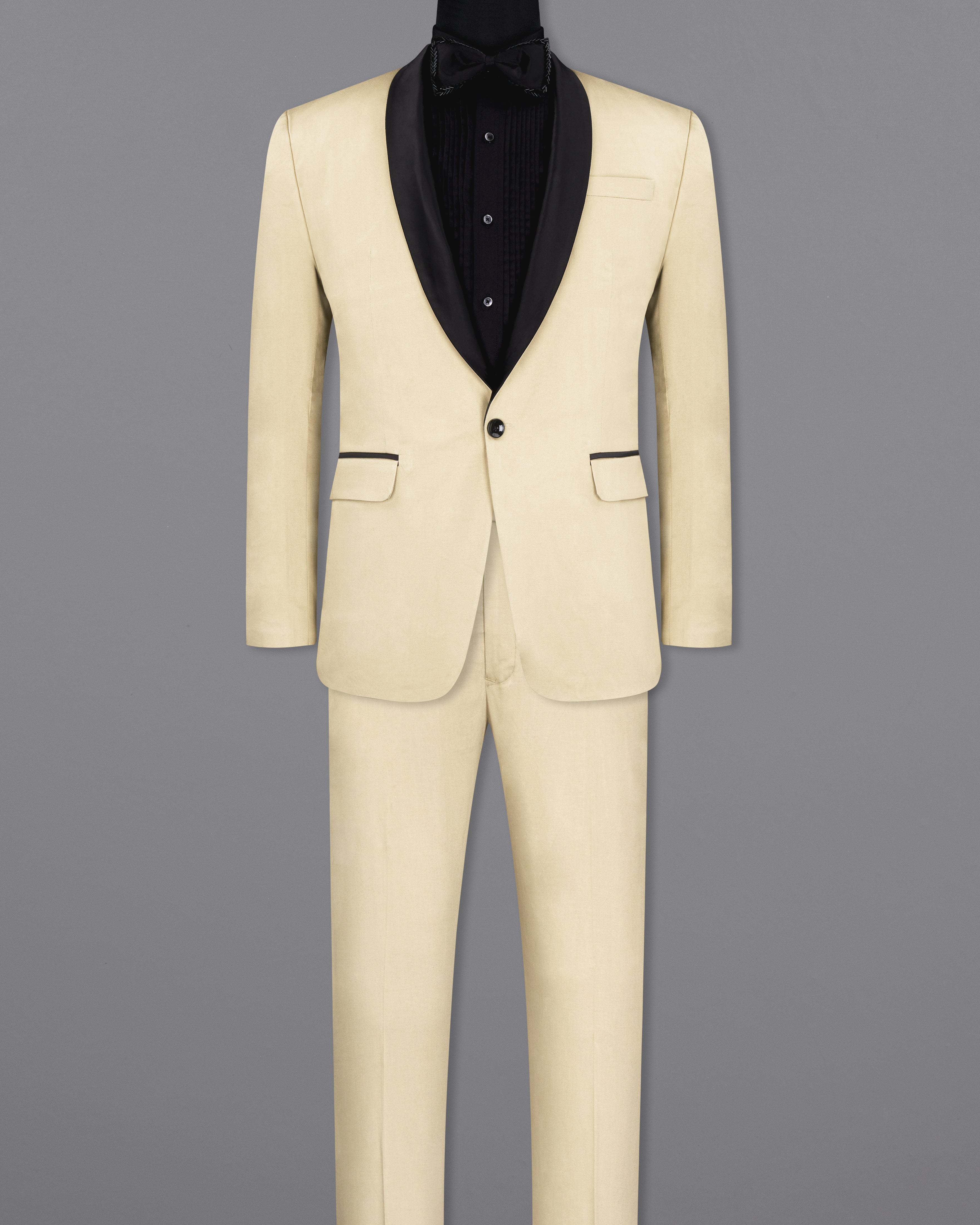 Bojoni Ravenna Slim Fit Plaid Beige Woolen Combination Suit | BOJONI